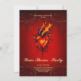 Flamande hjärta. inbjudningar