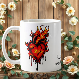 Flamande hjärta. kaffemugg