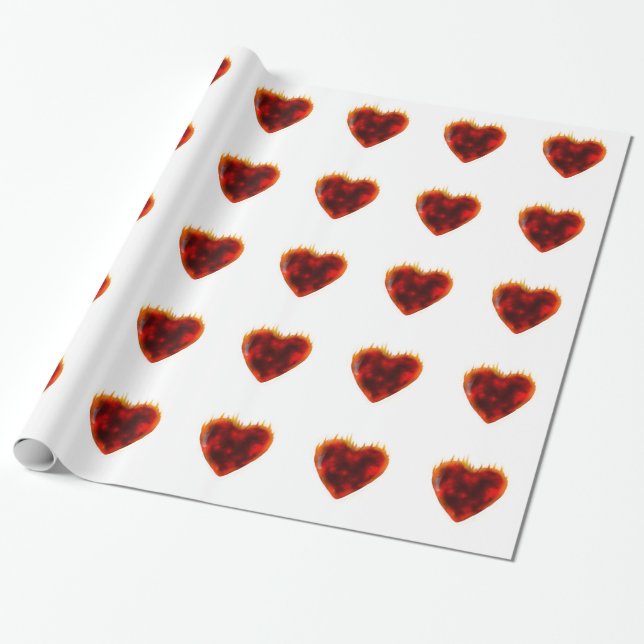 Flamande hjärta presentpapper (Utrullad)