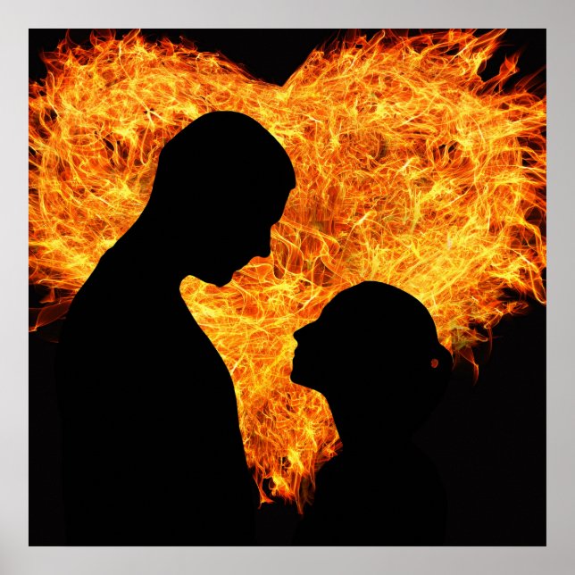 Flamande hjärthjärthjärtans dag Poster (Framsidan)