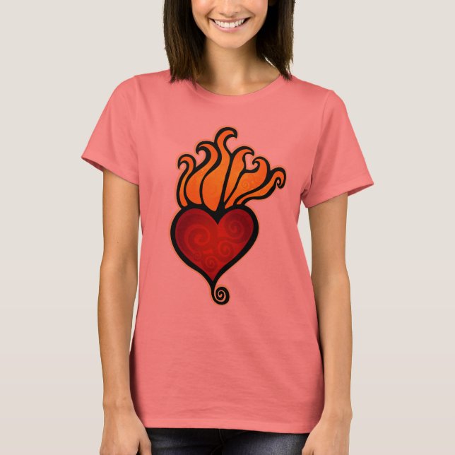 Flamande hjärtklappningsdesign t-shirt (Framsida)
