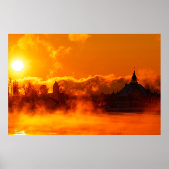 Flamande morgonsoluppgång i Helsingfors poster (Framsidan)