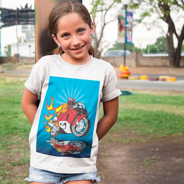 Flamande Motorcyclist Girls T-Shirt (Skapare uppladdad)