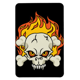 Flamande Skull och Korsben Magnet