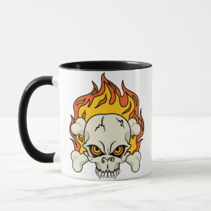 Flamande Skull och Korsben Mugg