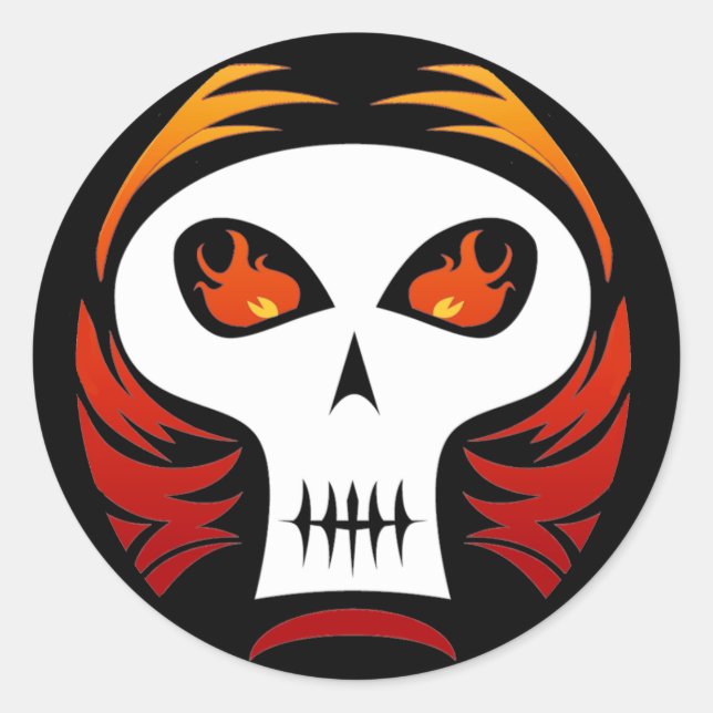 Flamande Skullklistermärken Runt Klistermärke (Framsida)