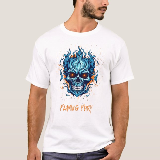Flamande skullutskrift t shirt (Framsida)