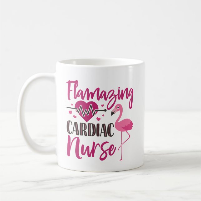 Flamazing Cardiac Nurse Nursing Flamingo Kaffemugg (Vänster)