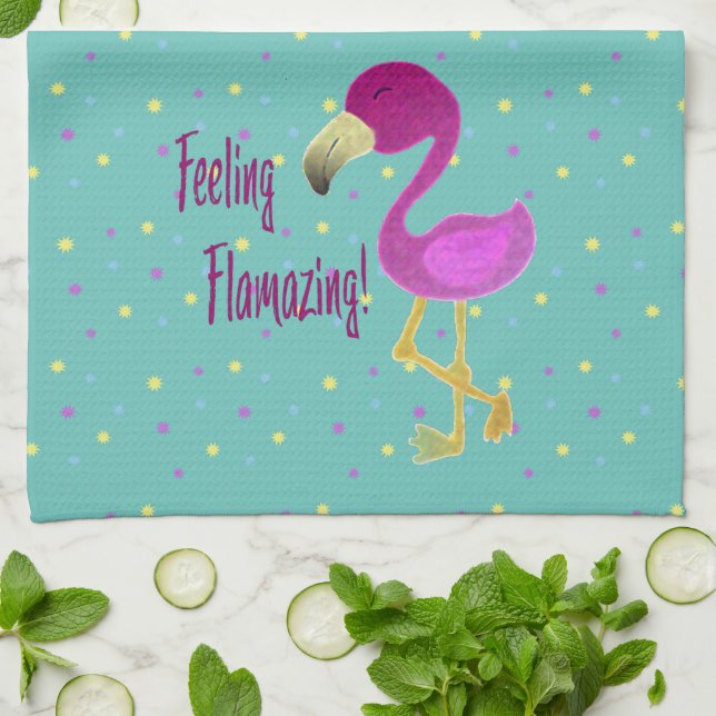 Flamazing Flamingo Kökshandduk (Vikta)