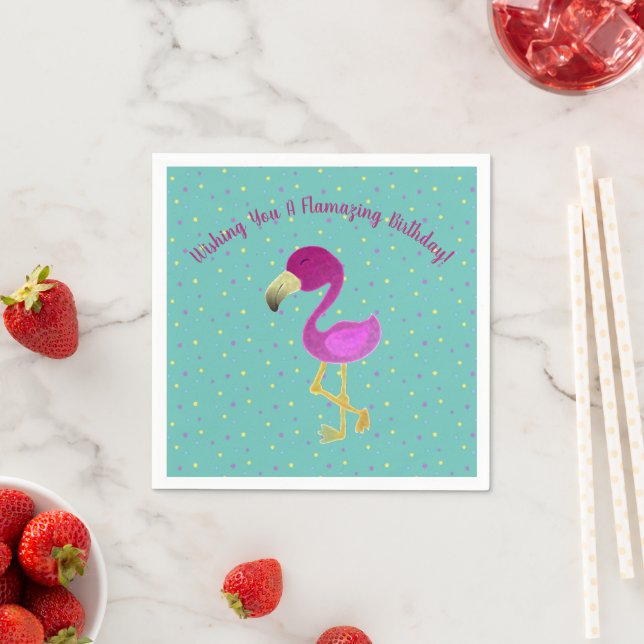 Flamazing Födelsedagsflamingo  Pappersservett (Insitu)