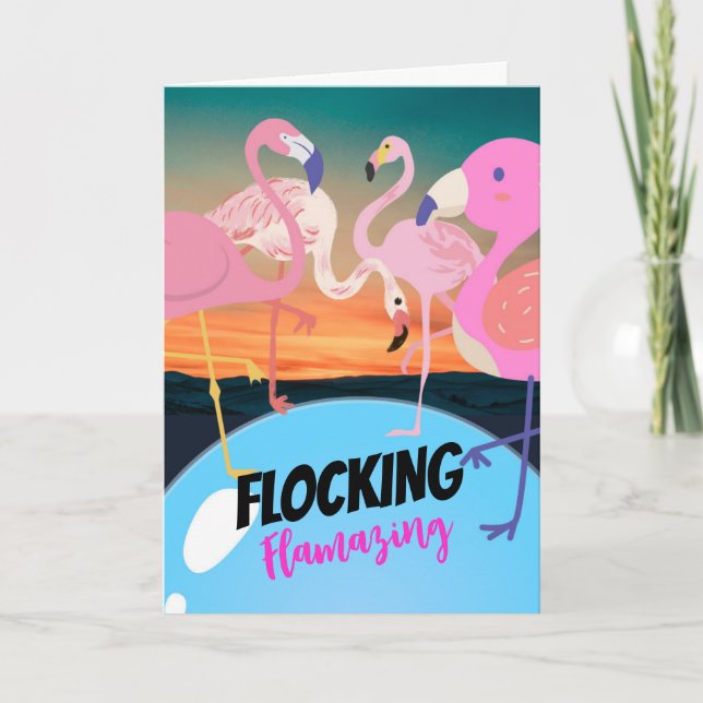 Flamazing Funny Tack Flamingos Kort (Framsida)