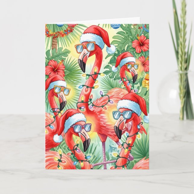 Flamazing Tropical Christmas Flamingo Card Helgkort (Framsida)