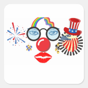 Flamboyant Clown Fyrkantigt Klistermärke