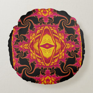 Flamboyant fractal rund kudde