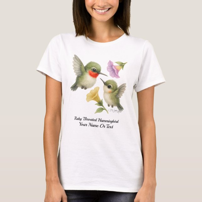 Flamboyant Ruby Throated Hummingbird T Shirt (Framsida)