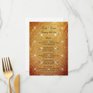 Flamboyant sparkly guld glitter glamous bröllop meny