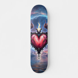 Flambundna hjärtat av månen - gotisk kosmisk kärle mini skateboard bräda 18,5 cm