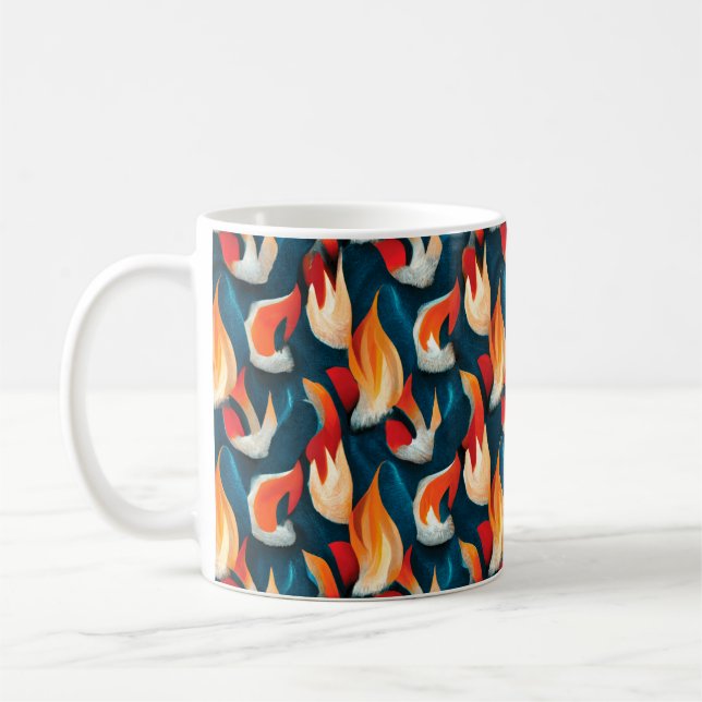 Flame Fabric | Röd och blå repeterande Mönster Kaffemugg (Vänster)