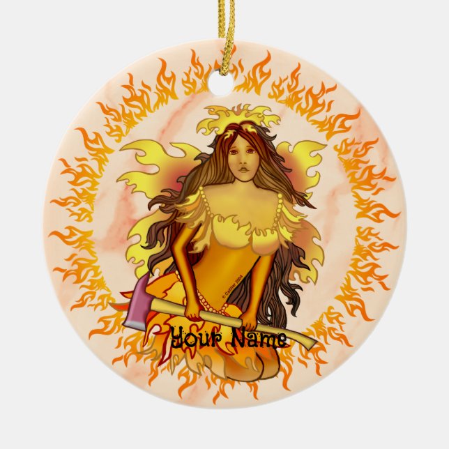 Flame Fairy brandman Julgransprydnad Keramik (Framsidan)