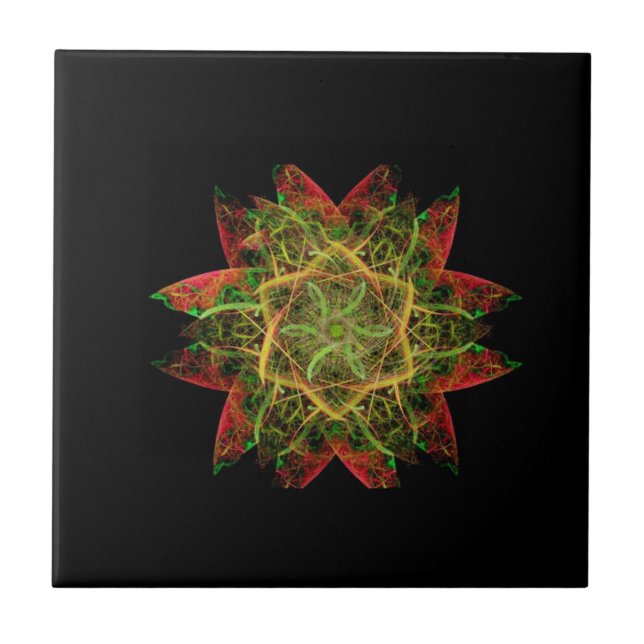 Flame Fractal Art Kakelplatta (Framsidan)