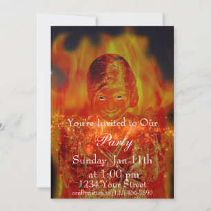 Flame Girl Party Invite full Inbjudningar