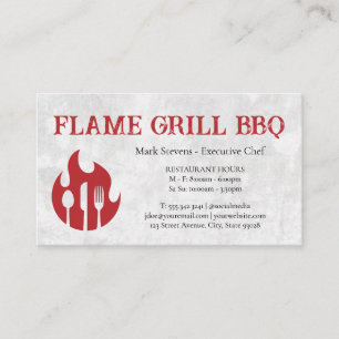 Flame Grill Utensils Restaurang-Logotyp Visitkort