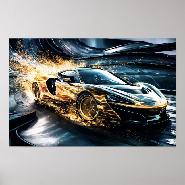 Flame Guld Tävla Sports Car Driving #2 Poster (Framsidan)