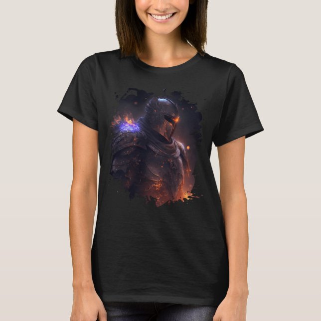 Flame Knight Invincible in Mörk World T Shirt (Framsida)