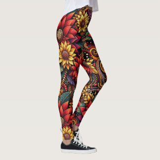 Flame Lily Inspired Vibrant och Fold Leggings