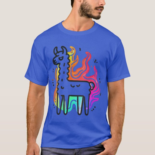 Flame Llama Glow T Shirt (Framsida)