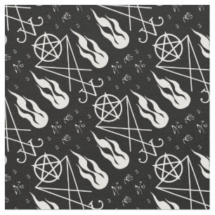 Flame Lucifer Sigil Pentagrams Occult Goth Fabric Tyg