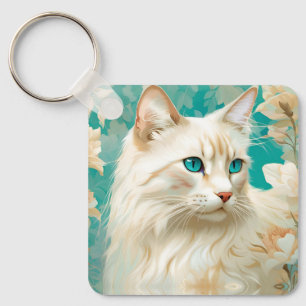 Flame Lynx Point Siamese Porträtt Art Nyckelring