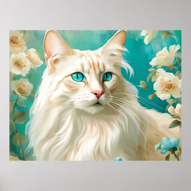 Flame Lynx Point Siamese Porträtt Art Poster (Framsidan)