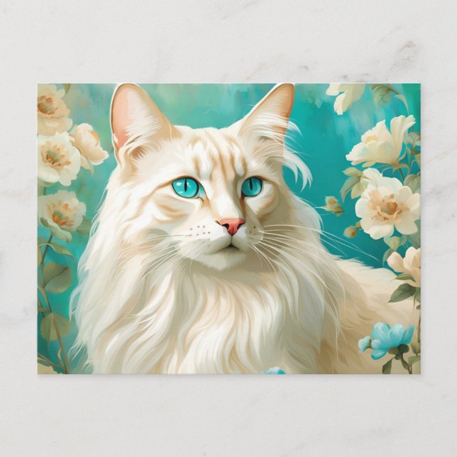 Flame Lynx Point Siamese Porträtt Art Vykort (Framsida)