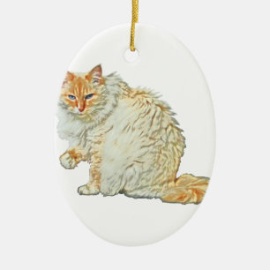 Flame pekar siamese katt 2 julgransprydnad keramik