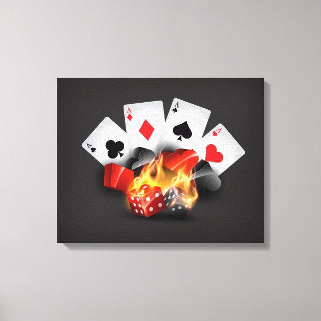 Flame Poker Casino Black Canvastryck (Framsida)