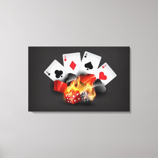 Flame Poker Casino Black Canvastryck (Framsida)