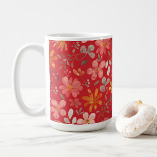 Flame Scarlet Blommigt Mors dag Kaffemugg