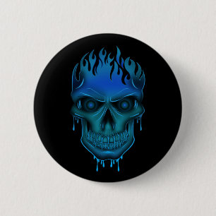 Flame Skull - Blue Knapp