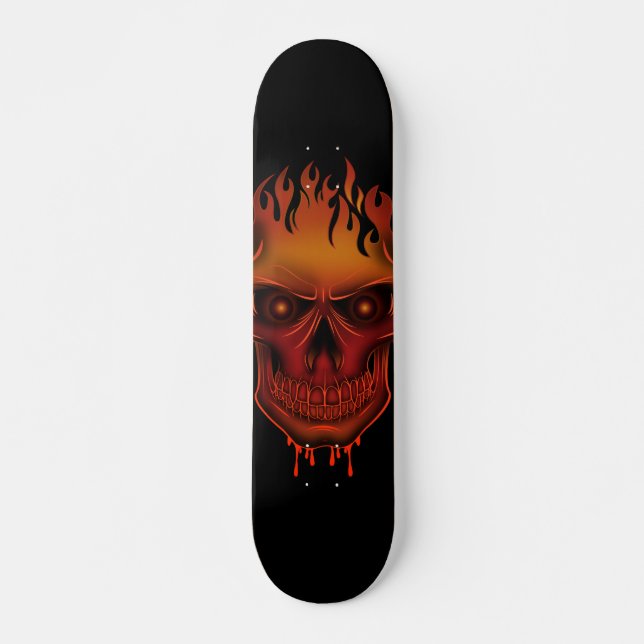 Flame Skull Mini Skateboard Bräda 18,5 Cm (Framsida)