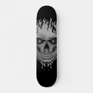 Flame Skull - Silver Mini Skateboard Bräda 18,5 Cm