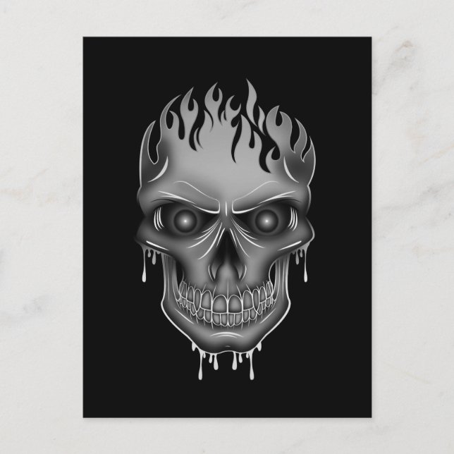 Flame Skull - Silver Vykort (Framsida)