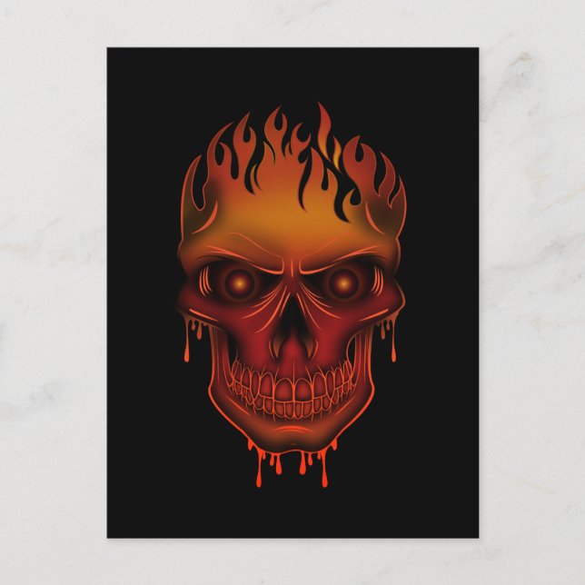 Flame Skull Vykort (Framsida)