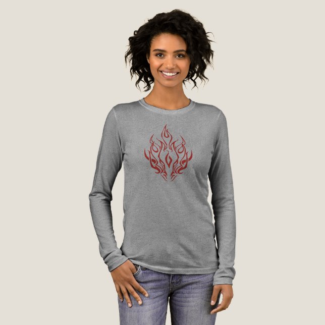 Flame Spirit Face | Tribal Fire Silhouette Art T Shirt (Hel framsida)