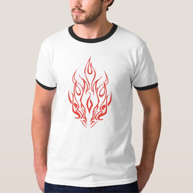 Flame Spirit Face | Tribal Fire Silhouette Art T Shirt (Framsida)
