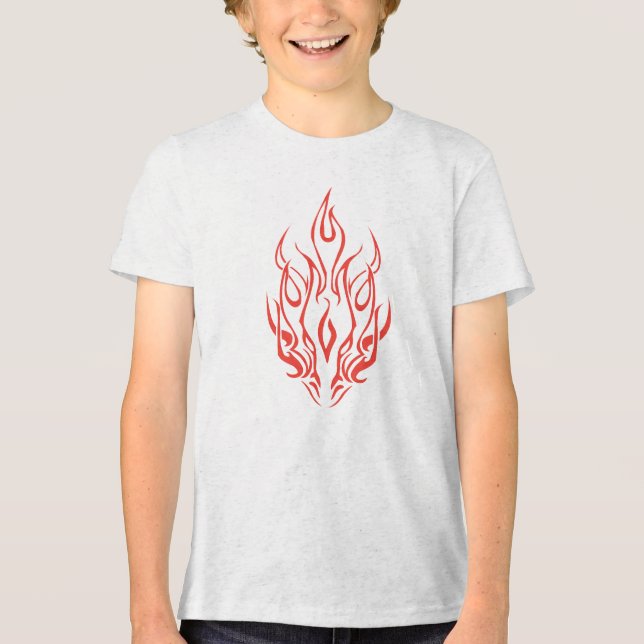 Flame Spirit Face | Tribal Fire Silhouette Art T Shirt (Framsida)