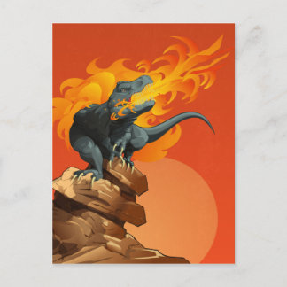 Flame Throwing Dinosaur Art av Michael Grills Vykort