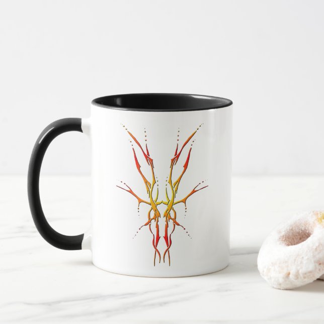 Flame Tribal Deer Skull Hunting Design Mugg (Med munk)
