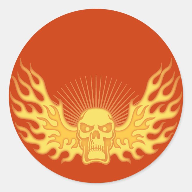 Flame Vinge Runt Klistermärke (Framsida)