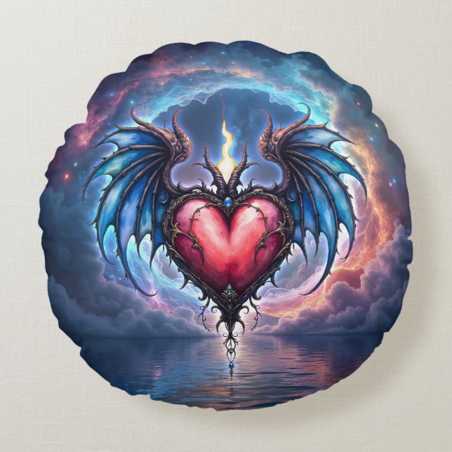 Flamebound Heart of the Moon – Gothic Cosmic Love  Rund Kudde (Framsidan)